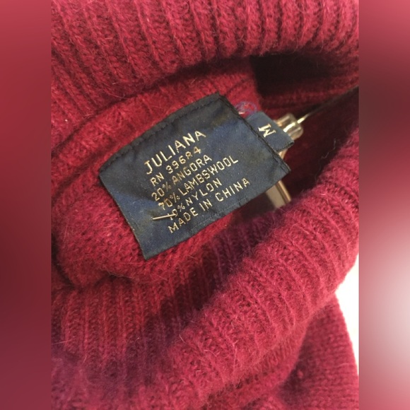 Cranberry wine red Vintage 80’s mock turtleneck sweater holiday winter angora 🍷 - Picture 3 of 3